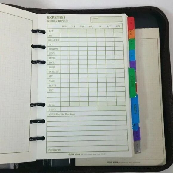 Lillian Vernon Maroon Agenda Planner Address Book Genuine Leather Binder Office - Picture 7 of 16